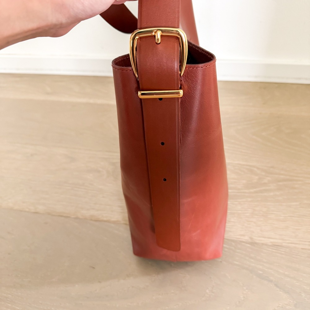 Madewell The Essential Bucket Tote Chocolate Brown Leather Bag Career Boho - Picture 8 of 12